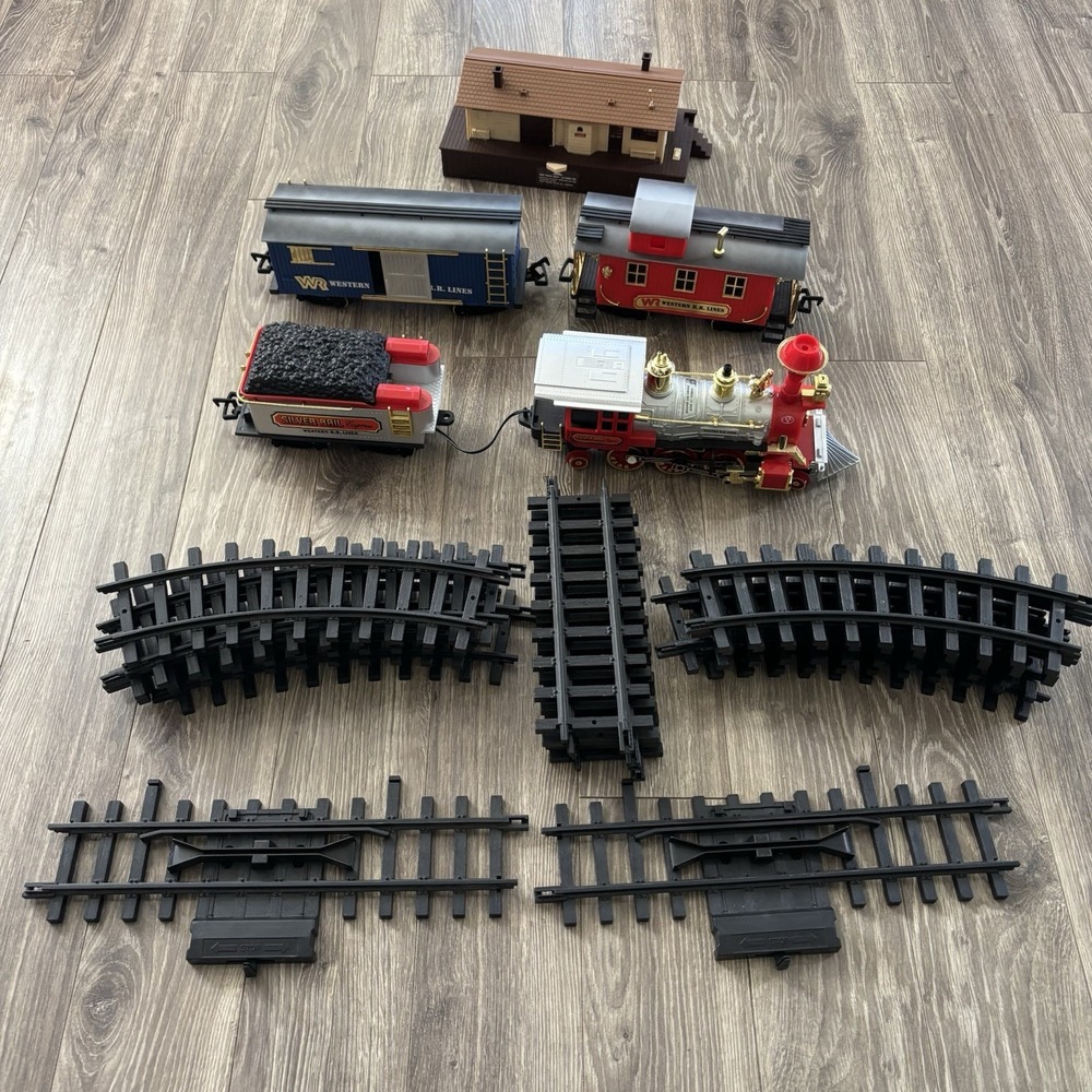 Vintage Talking Silver Rail Express Train Set New Bright Toys 1986 UNTESTED